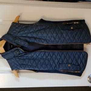 Faux leather navy vest